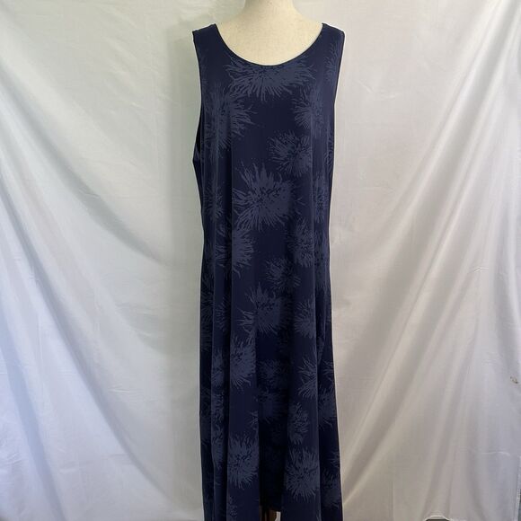 NEW TravelSmith Sleeveless Blue  Maxi Dress Size 2X Plus Travel Cruise Packable - Picture 1 of 7